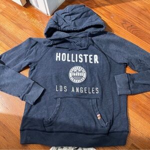 Vintage Y2K Hollister Logo Navy Blue Hoodie LA Print Large 2000’s Pullover